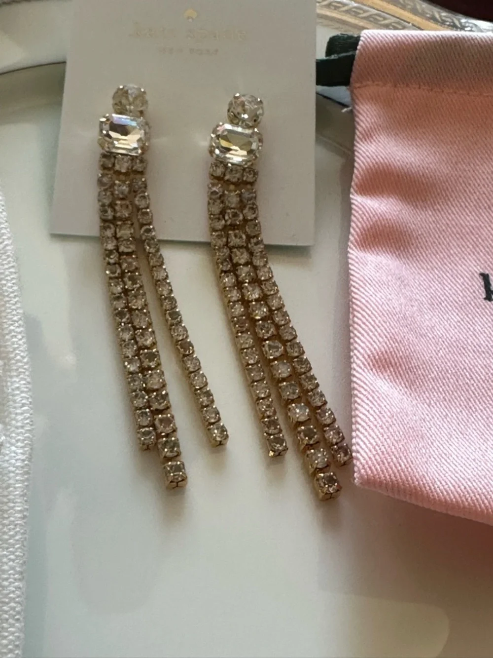 Kate Spade‎ gold-Tone Shimmy Fringe Earrings NEW